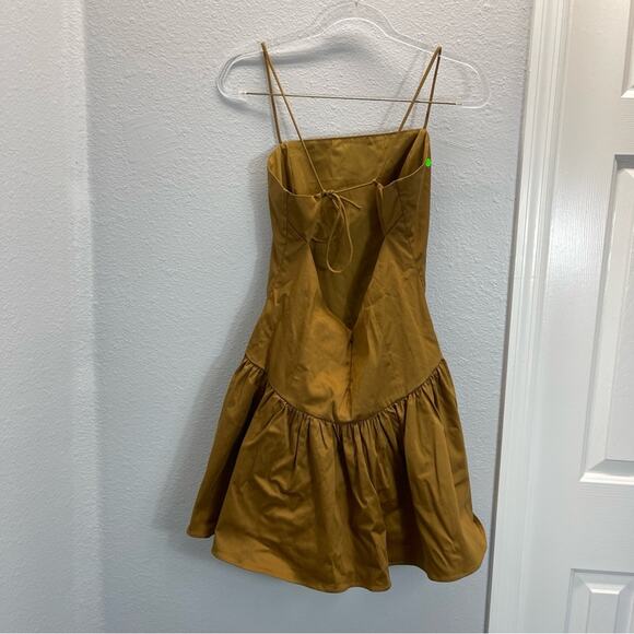 Anthropologie Maeve Drop Wrap Mini Dress Brown Backless - Picture 9 of 10